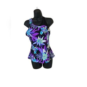 Zero X Posur Swimwear Size M,Floral Half Of Sholder Is Mesh Swimsuit Top